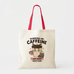 Laufend auf Koffein Lustige Katzen-Mama-Tasche Ges Tragetasche