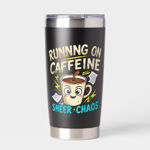Laufend auf Koffein und reinem Chaos Thermobecher