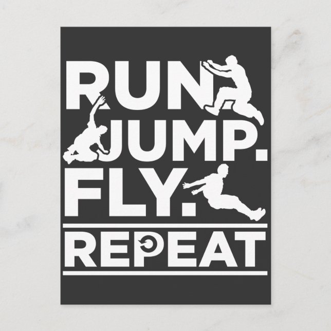 Laufende Athlete springen Freerunner Run Jump Fly Postkarte (Vorderseite)