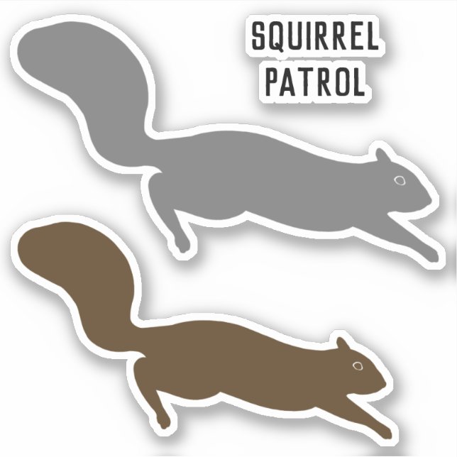 Laufende braune und graue Eichhörnchen Vinyl Stick Aufkleber (Vorderseite)