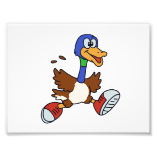 Laufende Ente-Cartoon  Hintergrundfarbe Fotodruck