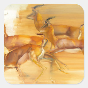 Laufende Gazellen 2010 Quadratischer Aufkleber