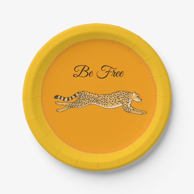 Laufende Gepard-Papierplatten "Sei Frei" Pappteller (Vorderseite)