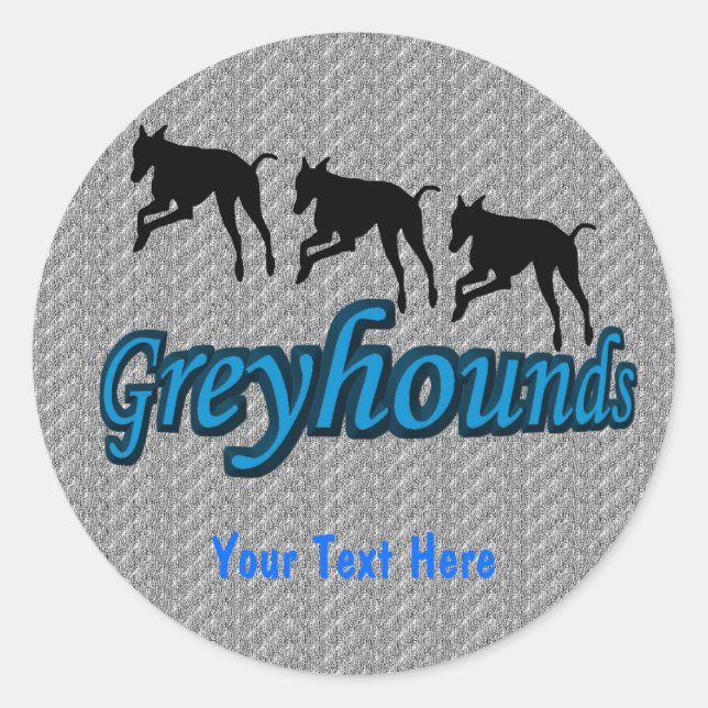 Laufende Greyhound-Silhouetten Hundeaufkleber Runder Aufkleber (Vorderseite)