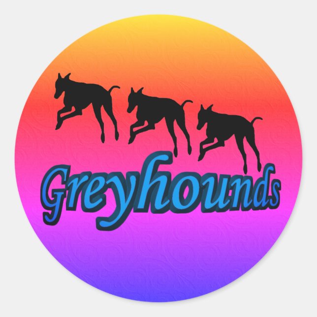 Laufende Greyhound-Silhouetten Runder Aufkleber (Vorderseite)