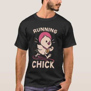 Laufende Läuferin Halbmarathon Hühner Mädchen Lauf T-Shirt