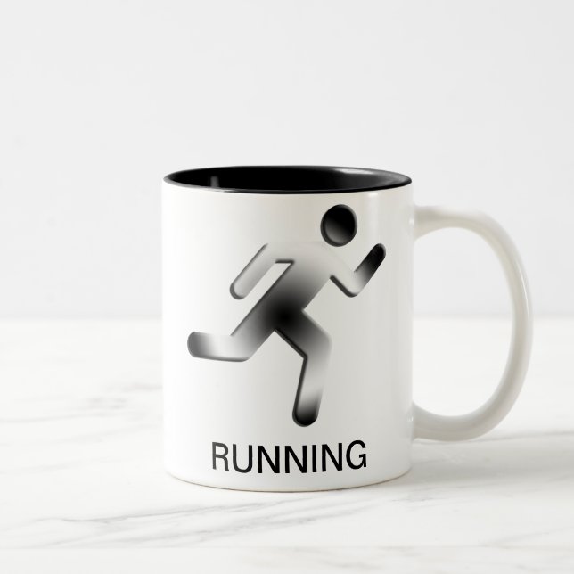 Laufende Mann-Silhouette Zweifarbige Tasse (Rechts)