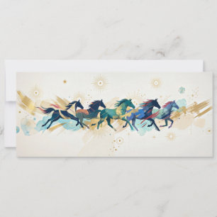 Laufende Pferde Aquarell Gold Abstrakte Kunst Einladung