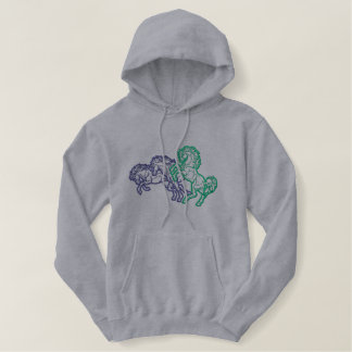 Laufende Pferde-Kontur Bestickter Hoodie