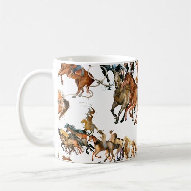 Laufende Pferde nahtlos Muster. Amerikanischer Cow Kaffeetasse (Links)
