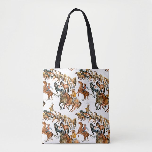 Laufende Pferde nahtlos Muster. Amerikanischer Cow Tasche (Vorderseite)