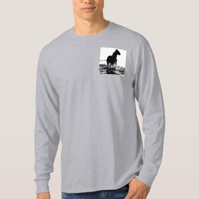 Laufende Pferde Pop Art Template Trendy Gray Moder T-Shirt (Vorderseite)