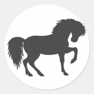 Laufende Pferde-Silhouette - Farbe wählen Runder Aufkleber