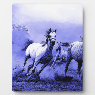 Laufende Pferde und blauer Mondlicht Fotoplatte