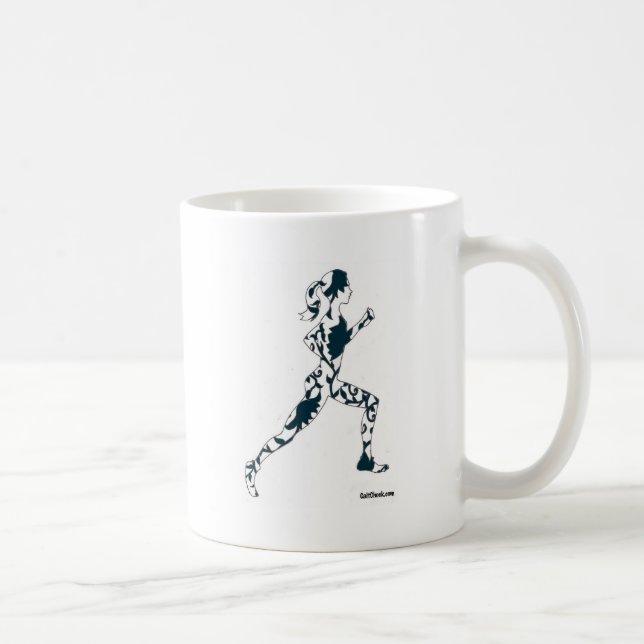 Laufende Silhouette - mit Blumen Kaffeetasse (Rechts)