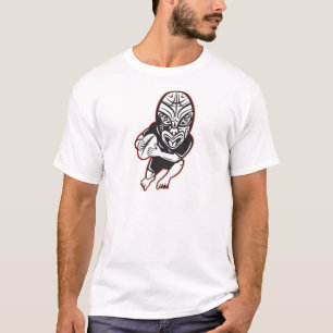 Laufende tragende Maori- Maske des Rugbyspielers T-Shirt
