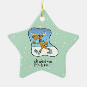 Laufende Übung Rentierweihnachtsfest Keramik Ornament