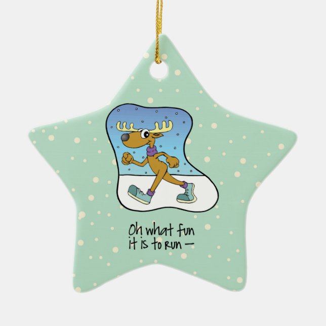 Laufende Übung Rentierweihnachtsfest Keramik Ornament (Vorne)