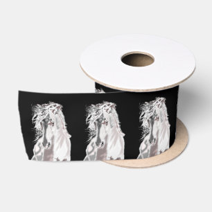 Laufende weiße Pferde Satin Ribbon - Ihre Farben Satinband