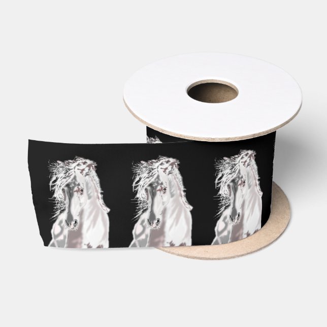 Laufende weiße Pferde Satin Ribbon - Ihre Farben Satinband (Spule)