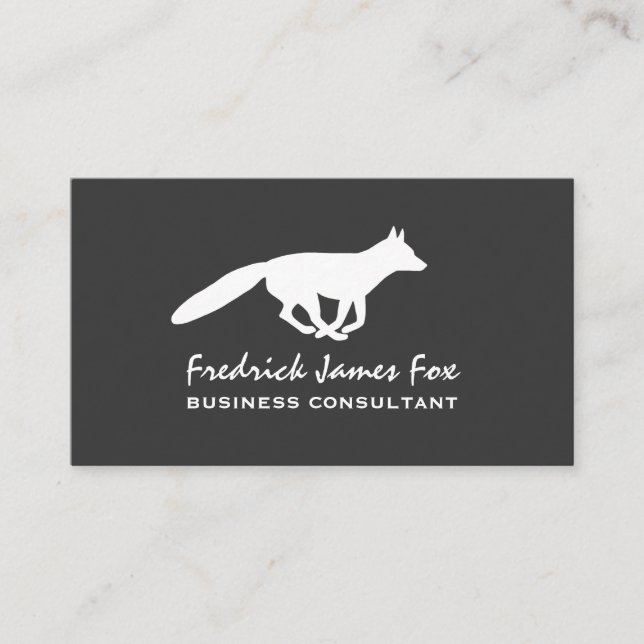 Laufende White Fox-Silhouette | Wildtiere Visitenkarte (Vorderseite)