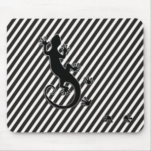 Laufender Gecko - schwarz-weiße Streifen Mousepad