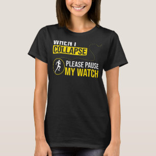 Laufender Läufer bei einem Zusammenbruch bitte mei T-Shirt