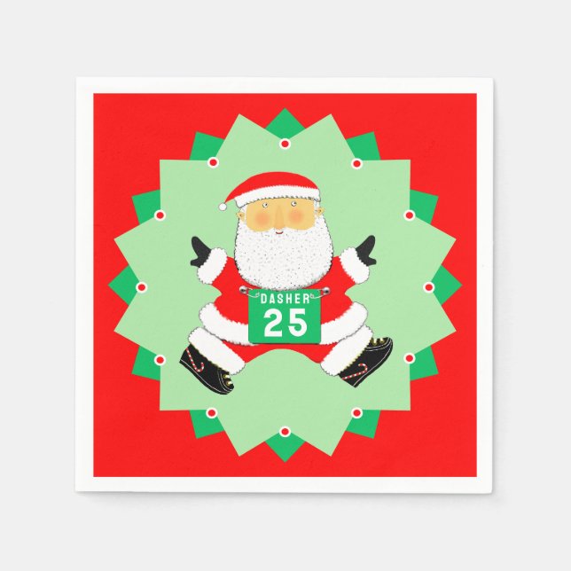 Laufender Läufer Weihnachtsfeier Serviette (Vorderseite)