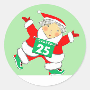 Laufender Läufer Weihnachtsurlaub Runder Aufkleber