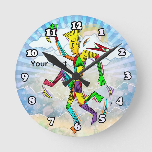Laufender Mann Runde Wanduhr (Vorderseite)