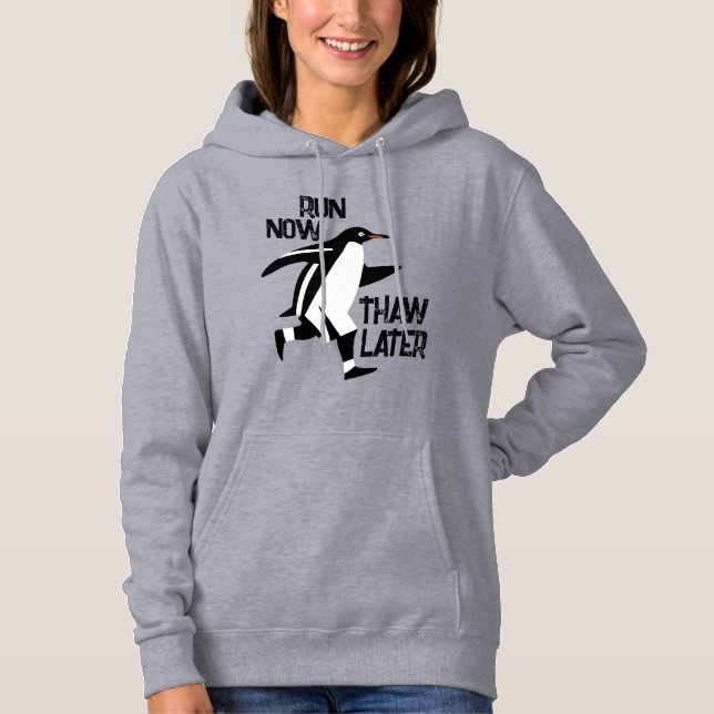 Laufender Motivierend Pinguin Hoodie (Vorderseite)