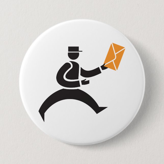 Laufender Postbote Briefzustellung Postmitarbeiter Button (Vorderseite)