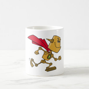 Laufender Robot-Superhelden-Cartoon-Charakter Kaffeetasse
