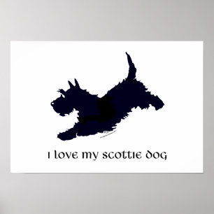 Laufender Scottish Terrier Silhouette Poster