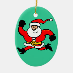 Laufender Weihnachtsmann Keramik Ornament