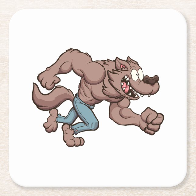 Laufender Werwolf Rechteckiger Pappuntersetzer (Vorderseite)