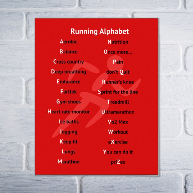 Laufendes Alphabet rot inspirierend Poster (Von Creator hochgeladen)