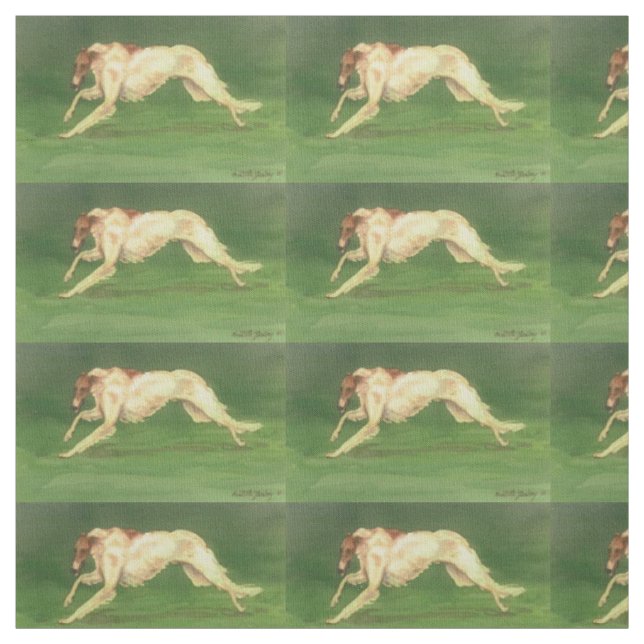 Laufendes Borzoi-Hundekunst-Gewebe Stoff (Muster)