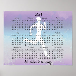 Laufendes Joggen-Design 2024 Kalenderposter Poster