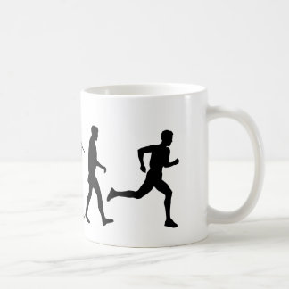 Laufendes Läufer-Leichtathletik-Rennen und Kaffeetasse