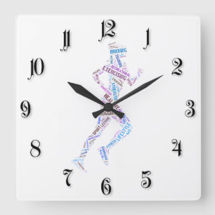 Laufendes Mädchen Quadratische Wanduhr