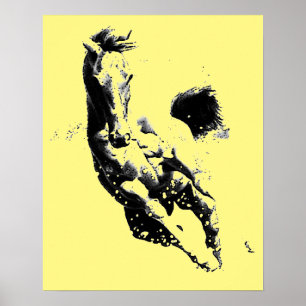 Laufendes Pferd Kunstwerk Gelber Poster Druck