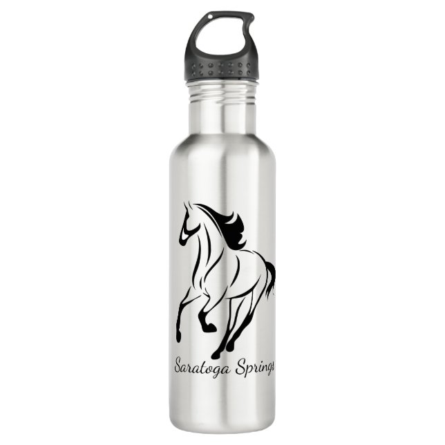 Laufendes Pferd Saratoga Springs Edelstahlflasche (Vorderseite)