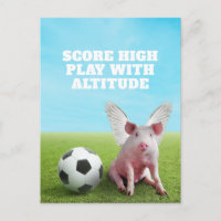 Laufendes rosa fliegendes Schwein Fußball lustiger
