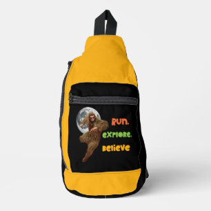 Laufendes Sasquatch-Abenteuer-Glaubensdesign Crossbody Bag
