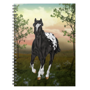 Laufendes schwarzes Appaloosa-Pferd Notizblock