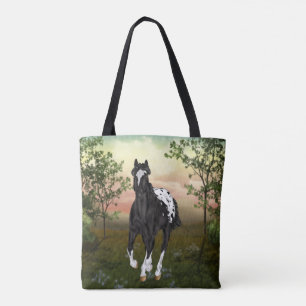 Laufendes schwarzes Appaloosa-Pferd Tasche