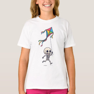 Laufendes Skelett Farbiger Drachen Kinder T-Shirt