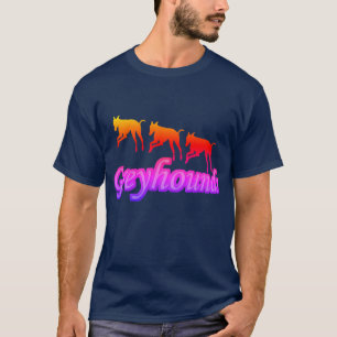 Laufendes Windhund-Trio-Silhouette Regenbogen T-Shirt