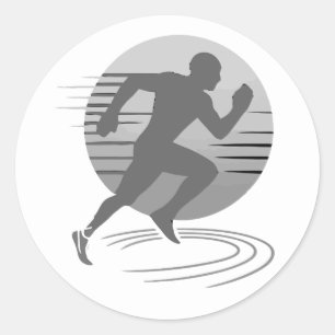 Läufer Lauf Rennen Marathon Wettbewerb Runder Aufkleber